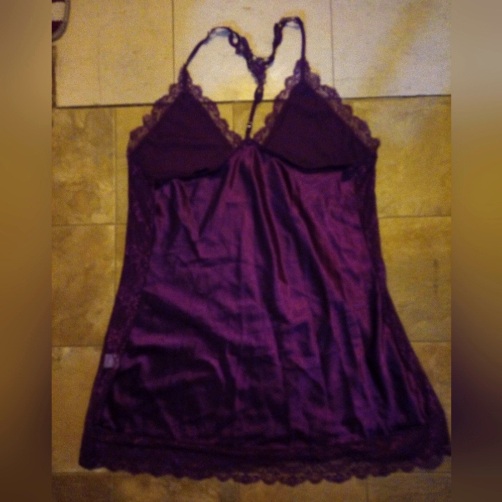 Elegant Purple Lace Chemise, Silver And Red All Idedincal, Size Xl
